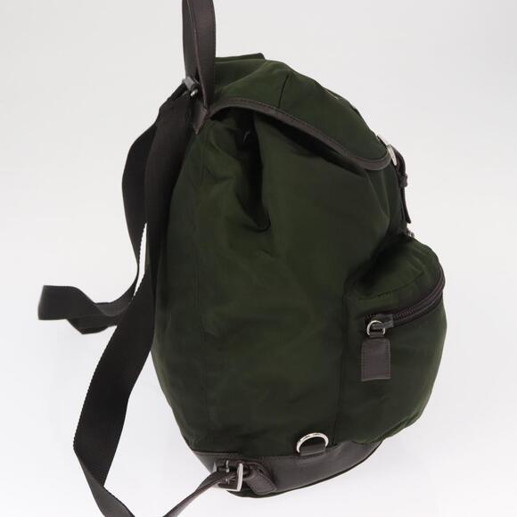 PRADA Backpack Nylon Khaki Silver Auth kk592 main image 13